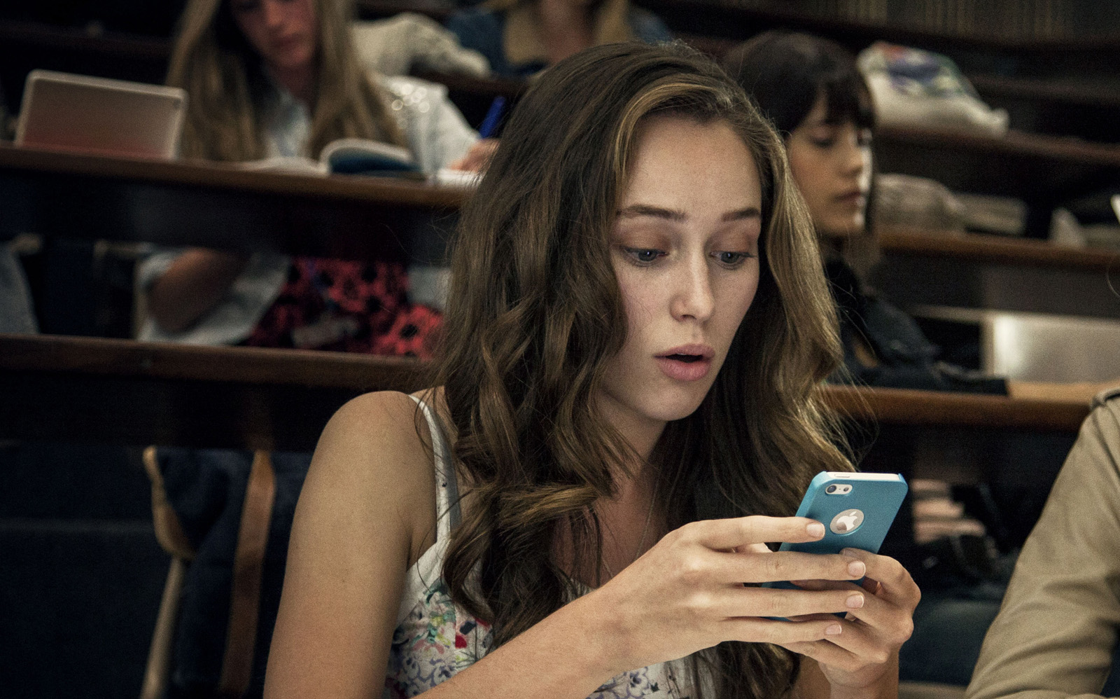 Scene 10; EXT, Campus, Laura (Alycia Debnam - Carey) is walking with Marina (Liesl Ahlers). She invites her to FB.
